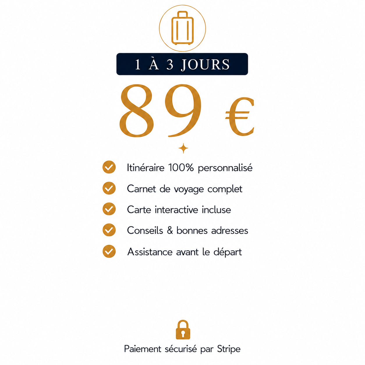 Voici votre pack découverte l'offre est à 89 euros pour le week-end.