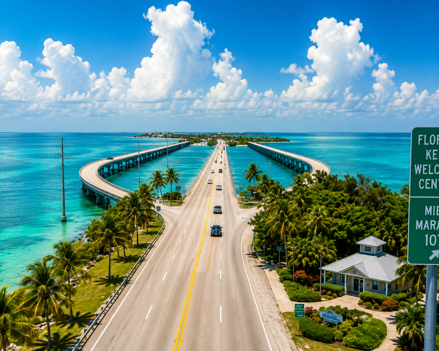 Route panoramique au-dessus des eaux turquoise des Florida Keys